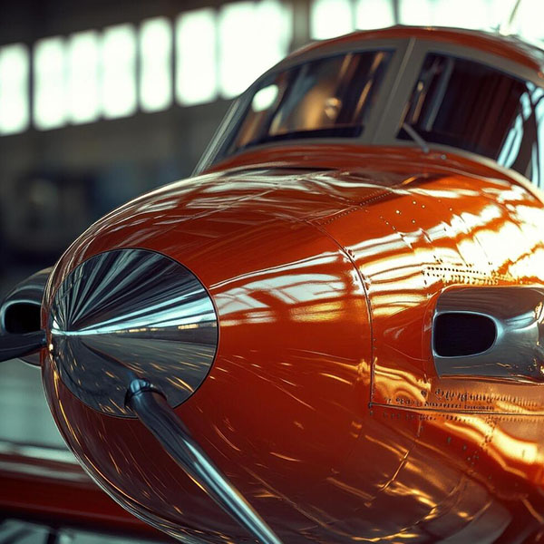 Klein vliegtuig in een hangar