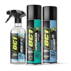 OC1 Motorcycle Clothing Care Set - Fresh Up, Impregnation Spray, Textile Cleaner
